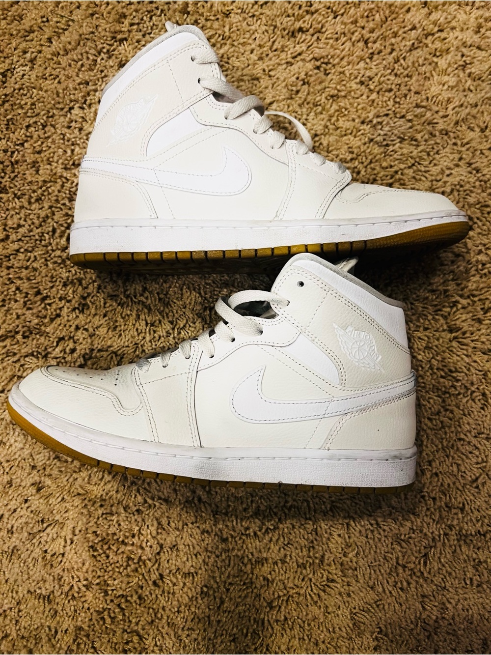 Jordan White High-Top Sneakers with Gum Outsole
